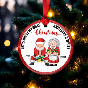 Let's Jingle My Bell, Couple Gift, Personalized Ceramic Ornament, Old Couple Ornament, Christmas Gift - Ornament - GoDuckee