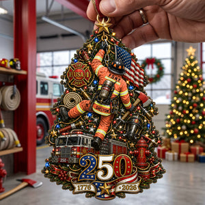 Firefighter 250th Anniversary USA Ornament - Personalized Christmas Gifts 01nata250826