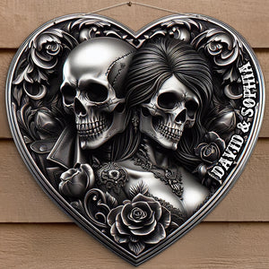 Personalized Gifts For Couple Metal Sign Skull Couple 01OHDT171224 - Metal Signs - GoDuckee