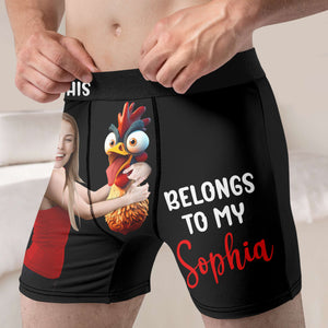 This Cock Belong To, Couple Gift, Personalized Men Boxer, Funny Couple Boxer, Gift For Him - Boxer Briefs - GoDuckee