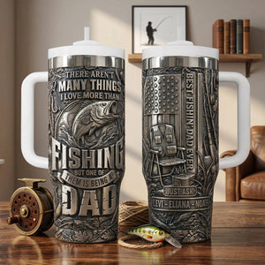 Bold Fishing Dad 40oz Tumbler With Handle, Personalized Gifts For Fishing Dad 05qhtn280426 - Tumbler Cup - GoDuckee