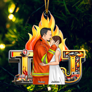 Personalized Gifts For Firefighter Couple Acrylic Ornament Alphabet Letter 06xqqn281024tm - Ornament - GoDuckee