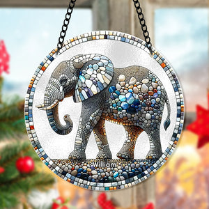 Personalized Gift For Christmas Gravel Elephant Suncatcher Ornament 63ACQN290824 - Ornament - GoDuckee