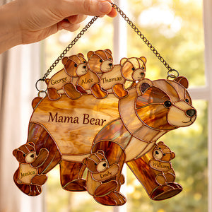 Mama Bear Suncatcher - Personalized Gifts For Mother's Day Suncatcher Ornament 03HUDT090426 - Ornament - GoDuckee