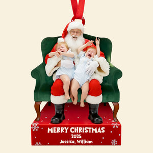 Crying on Santa’s Lap Ornament Custom Photo Christmas Gifts 02DTDT130925 - Ornament - GoDuckee