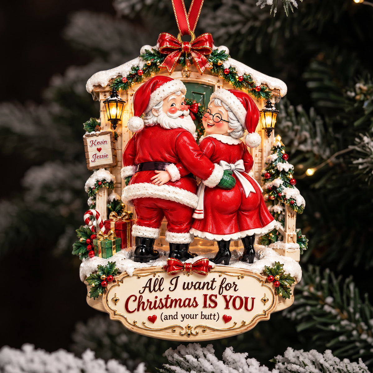 Blushy Touch Santa Couple Ornament, Personalized Gifts For Couple 02qhta160926 - Ornament - GoDuckee