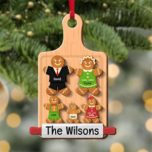 Gift For Family, Personalized Ornament, Gingerbread Wood Shape Cut Ornament, Christmas Gift - Ornament - GoDuckee