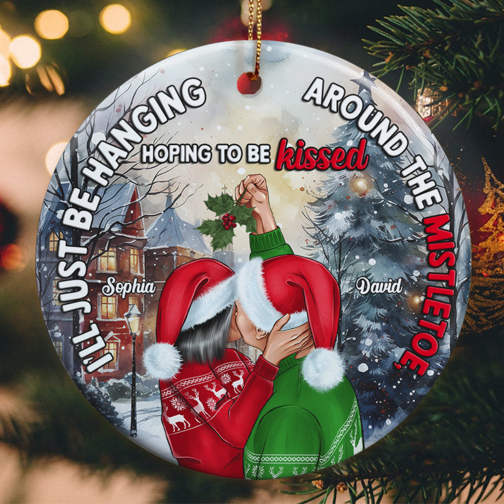 Personalized Ornament - Love Actually Couple Ceramic Circle Ornament - 01KAPO211123TM - Ornament - GoDuckee