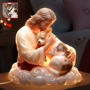 Peaceful Dog In Jesus Arm Light Box - Custom Photo Gifts For Pet Owners 03qhqn270326 - Light Box - GoDuckee