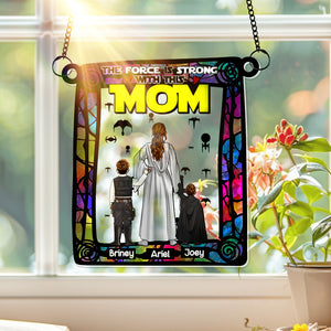 Personalized Gifts For Mom Suncatcher Ornament Strong Mom & Her Little Ones 05XQLU270225HHHG - Ornament - GoDuckee
