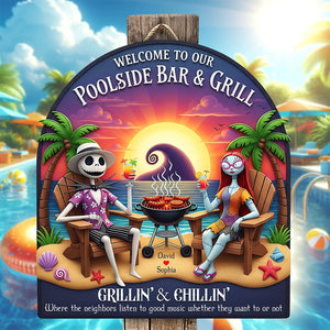 Spooky Love Wood Sign – Personalized Poolside Gifts for Couple 02naqn100625 - Wood Sign - GoDuckee