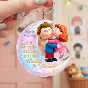 Love You To The Moon And Back Keychain - Personalized Gifts For Couple 01huta290126 - Keychains - GoDuckee