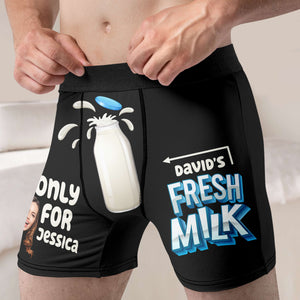 Custom Photo Gifts For Husband Boxers Fresh Milk 03htqn220124 - Boxers & Briefs - GoDuckee