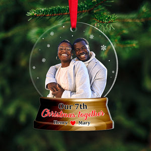 Our First Christmas Together, Personalized Custom Photo Ornament, Christmas Gift For Couple - Ornament - GoDuckee