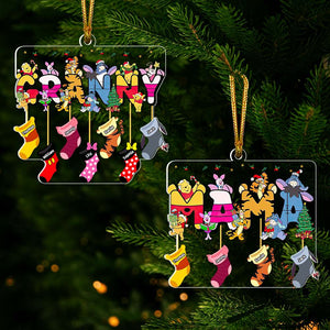 Personalized Gifts For Grandma Cartoon Socks Christmas Ornament 04XQDT251024 - Ornament - GoDuckee