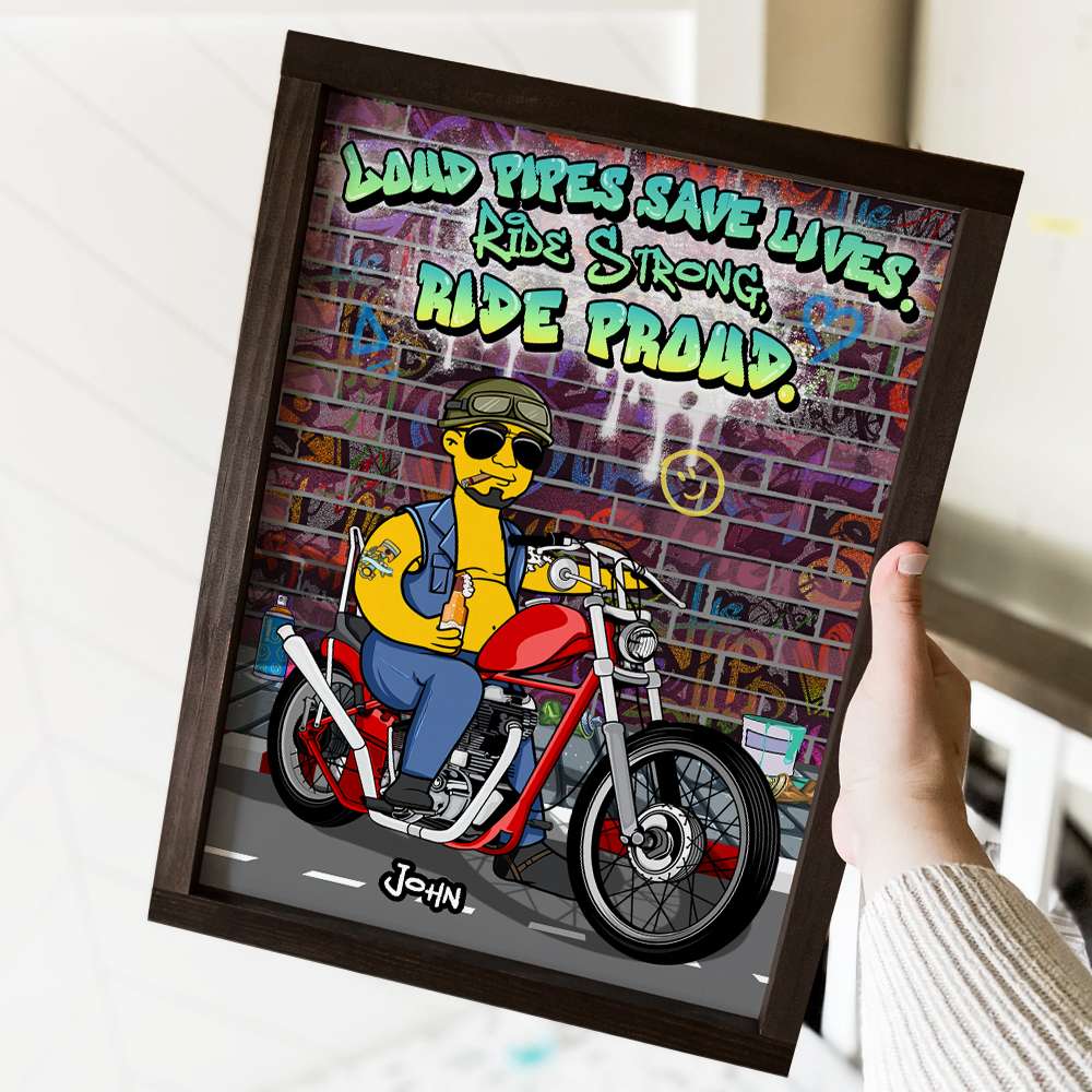 Loud Pipes Save Lives, Gift For Bikers, Personalized Poster, Cartoon Biker Man Canvas Print 01TOHN271223TM - Poster & Canvas - GoDuckee