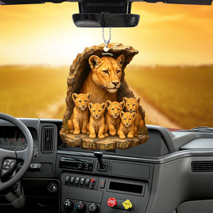 Personalized Gifts For Mom Car Ornament 04xqqn050425 Lion Mom & Little Cubs - Ornament - GoDuckee