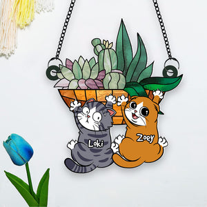 Personalized Gifts For Cat Lovers Suncatcher Window Hanging Ornament 03qhpu270424 - Ornaments - GoDuckee