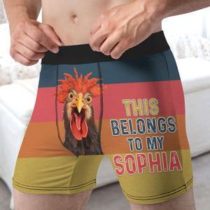This Cock Belongs To My [Custom Name], Couple Gift, Personalized Men Boxer, Funny Men Boxer, Gift For Him - Boxer Briefs - GoDuckee