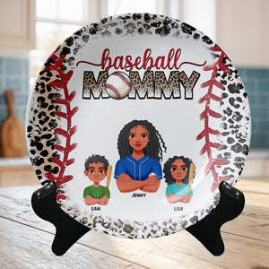 Personalized Gift For Mom Ceramic Round Plate Mother's Day Baseball Mom 02XQMH200325HG - Ceramic Round Plate - GoDuckee