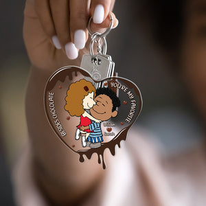 Personalized Gift For Couples Acrylic Keychain Beside Chocolate You're My Favorite 01KAQN061224HG - Keychains - GoDuckee