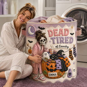Spooky Skeleton Quilted Laundry Basket - Personalized Gifts For Halloween 01HALU150826