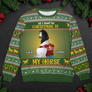 All I Want For Christmas Is My Horse, Personalized Gifts Pet Lovers Ugly Sweater 04TGMH231024TM - Ugly Christmas Sweater - GoDuckee