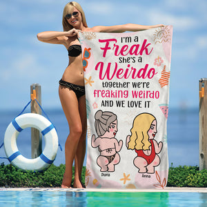 Freaking Weirdo Funny Personalized Beach Towel, Gift For Friends - Beach Towel - GoDuckee