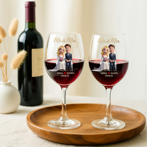 Wedding Couple Wine Glass - Personalized Gifts For Couple 05PGDT140825PA - Wine Glass - GoDuckee