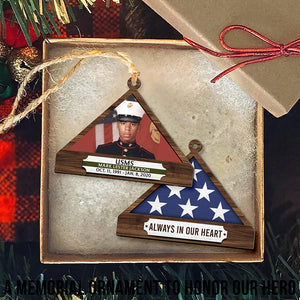 Personalized Memorial Ornament For Veteran, Folded Flag 01qhqn241024 - Ornament - GoDuckee