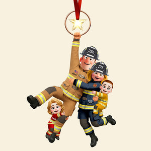 Fun Hanging Firefighter Family Ornament, Personalized Gifts For Family 04qhqn061025 - Ornament - GoDuckee