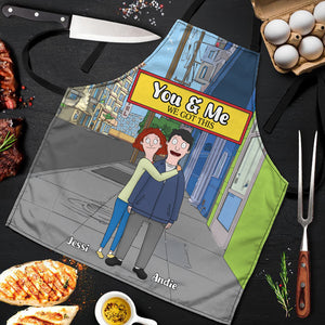 Personalized Gifts For Couple Apron Cartoon Lover 05XQLU251224HG - Aprons - GoDuckee