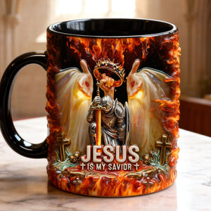 Kneel Templar Knight Warrior & Jesus Savior Accent Mug, Personalized Gifts For Christians 03qhqn210126 - Coffee Mug - GoDuckee