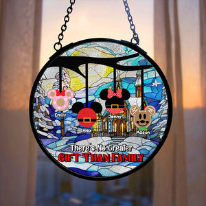 Personalized Gifts For Family Round Window Hanging Suncatcher Ornament Stained Glass Christmas 02XQMH070824 - Ornament - GoDuckee