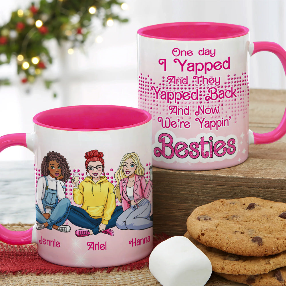 Personalized Gifts For Besties Accent Mug Yappin Besties 04XQLU021224HH - Coffee Mug - GoDuckee