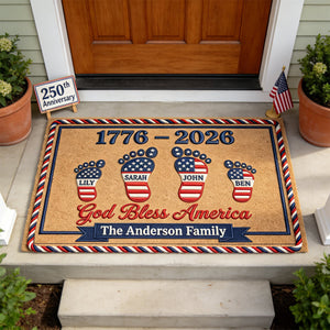USA 250th Anniversary Foot Family Doormat - Personalized Gifts For Family 03natn030326 - Doormat - GoDuckee