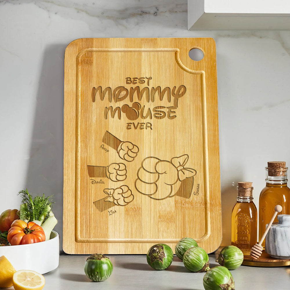 Personalized Gift For Mom Engraved Cutting Board Best Mommy Mouse Ever 01NAHN050324 - Home Decor - GoDuckee