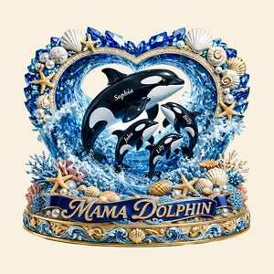 Mama Dolphin Acrylic Plaque - Personalized Gifts For Mother's Day 03tydt250326 - Shaped Plaques - GoDuckee