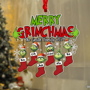 Merry Monster Family Personalized Socks Ornament - Ornament - GoDuckee