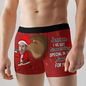 I've Got Something Special On The Sack For You, Funny Custom Face Men Boxer Briefs, Christmas Gift For Couple - Boxer Briefs - GoDuckee