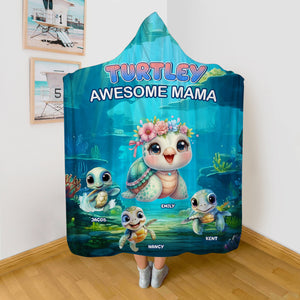 Personalized Gifts For Mom Wearable Blanket Hoodie Turtley Awesome Mama - Blankets - GoDuckee