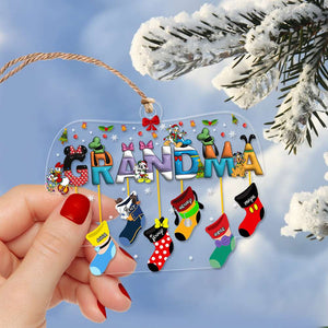 Personalized Gifts For Grandma Cartoon Socks Christmas Acrylic Ornament 04XQLU071124 - Ornament - GoDuckee