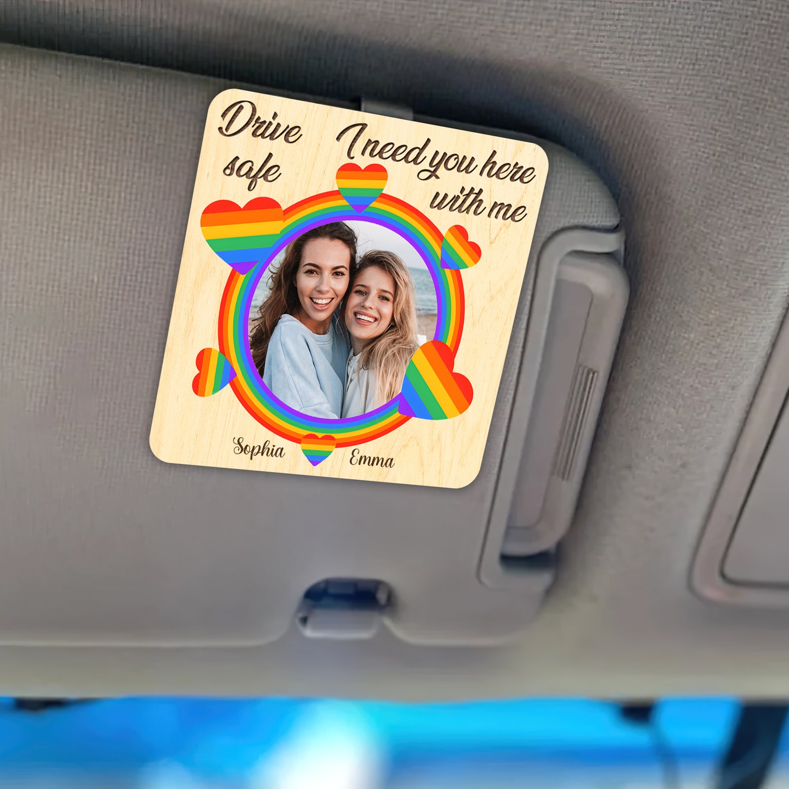 Custom Photo Gifts For LGBT Couple Car Visor Clip 05kadc200624 - Caps - GoDuckee