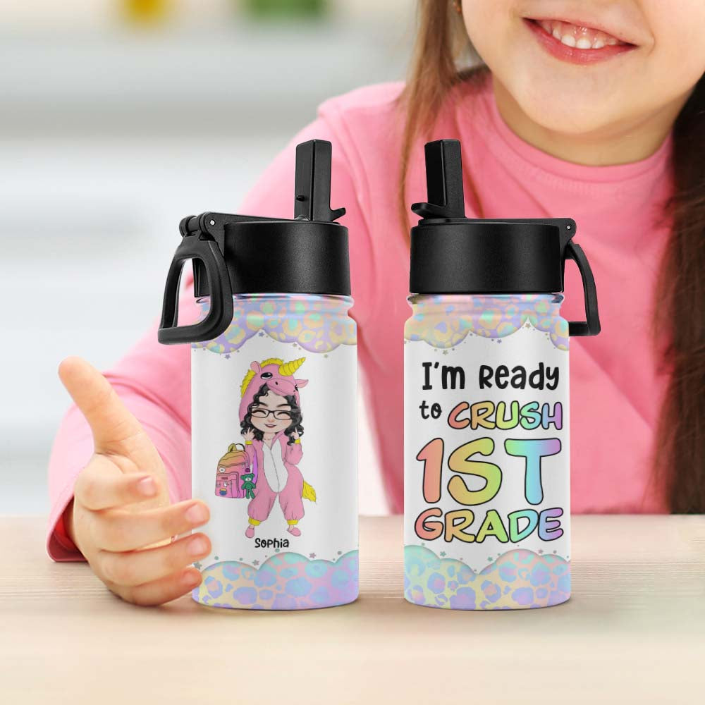 Kid Is Ready To Crush Grade, Back To School, Personalized Kid Tumbler, Perfect Gifts For Kid - Kid Tumbler - GoDuckee
