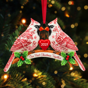 Couple Cardinal Toile de Jouy Ornament - Personalized Gifts For Couple 02pgta060925 - Ornament - GoDuckee