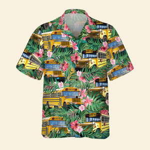 Custom School Bus Image Personalized Hawaiian Shirt - Hawaiian Shirts - GoDuckee