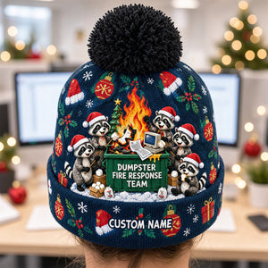 Raccoon Dumpster Fire Response Team Bobble Beanie Hat - Personalized Gifts For Coworkers 01QHDT241026
