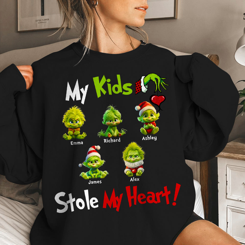 My Grandkids Stole My Heart, Gift For Family, Personalized Shirt, Green Kids Shirt, Christmas Gift 05HTHN311023 - Shirts - GoDuckee