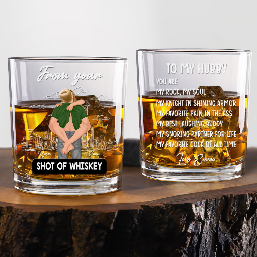 Personalized Gifts For Couple Whiskey Glass To My Hubby 03TOMH110125HG - Whiskey Glass - GoDuckee