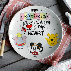 Personalized Gifts For Grandma Ceramic Round Plate 02ohpu180325 - Ceramic Round Plate - GoDuckee